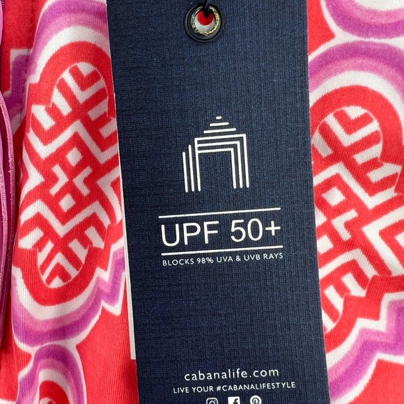 CABANA LIFE GEO TASSEL ZIP NECK SLEEVELESS RASH GUARD - Picture 7 of 8